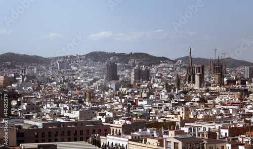 panorama of Barcelona with blue sky
