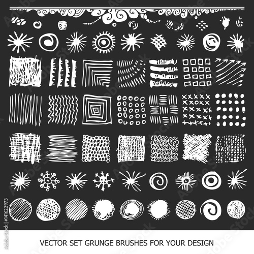 Painted grunge stripes set. Black labels, paint texture. Brush strokes vector. Background handmade design elements.