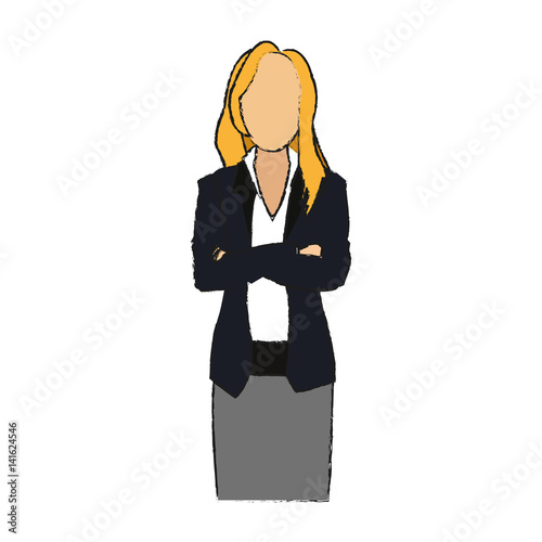 businesswoman wearing executive clothes over white background. vector illustration