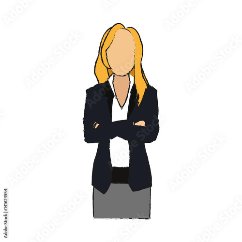businesswoman wearing executive clothes over white background. vector illustration