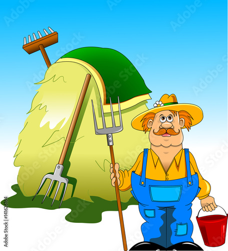 Farmer and haystack