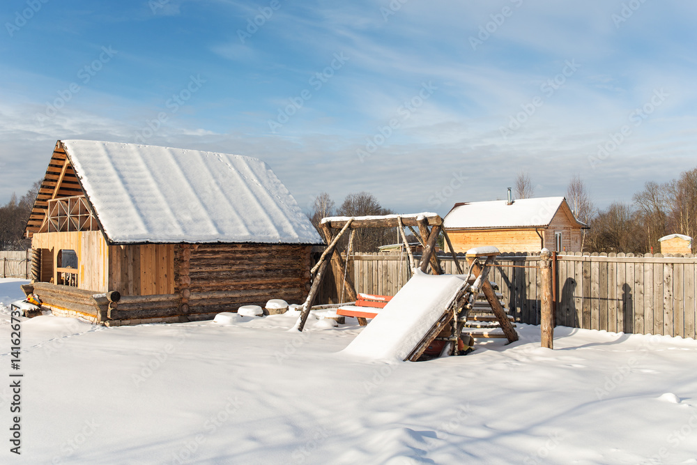 children's playground in winter children's playground in winter