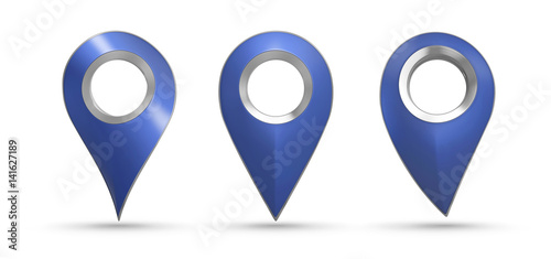 Free Download Isolated blue map pointer set. 3D Illustration - GFXLoad