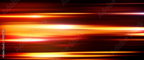 Digital light and stripes moving fast over dark background. 3d Illustration
