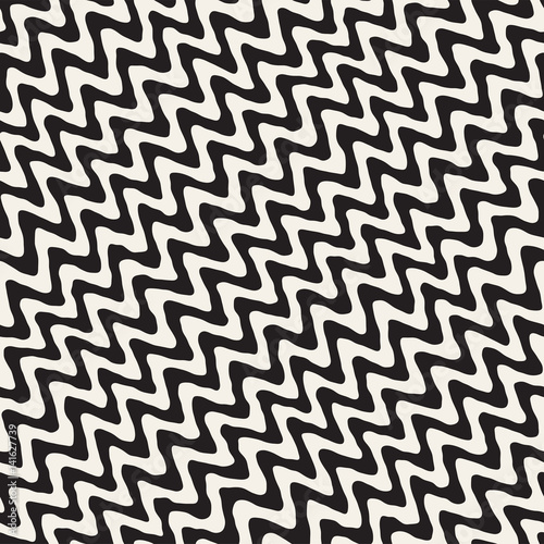 Seamless Wavy Hand Drawn Stripes Pattern. Repeating Vector Texture.