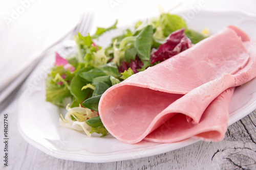 slice of ham and salad
