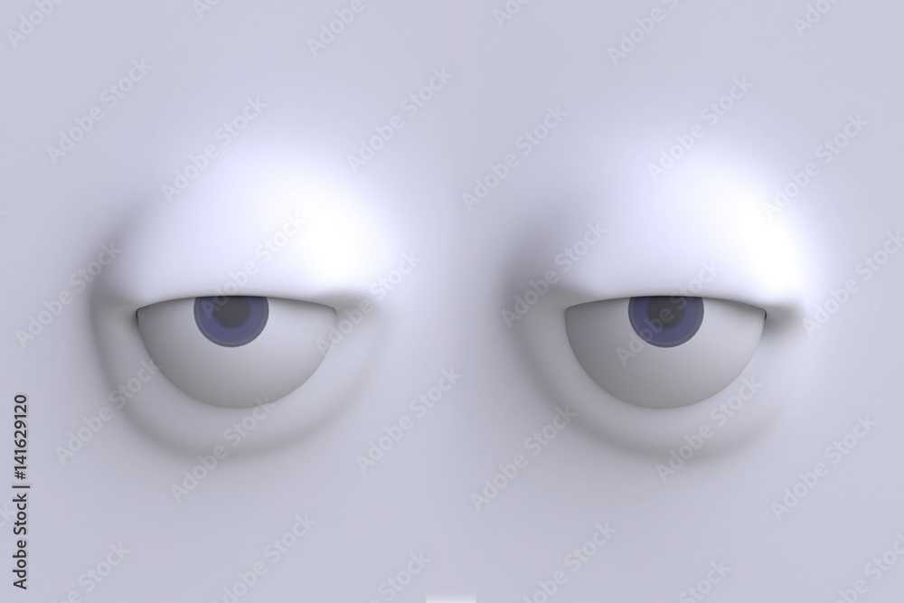 Two funny cartoon eyes. Element of emotion characters face. 3d render.  Stock Illustration | Adobe Stock