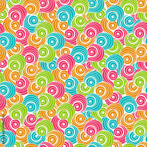 Seamless background in an abstract style of blue, green, red, orange. Geometric Pattern. Use for wallpaper, printing on the packaging paper, textiles. Vector illustration.