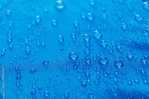 Rain Water droplets on blue background