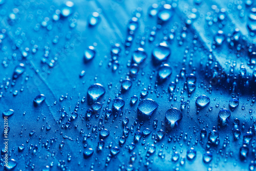 Rain Water droplets on blue background