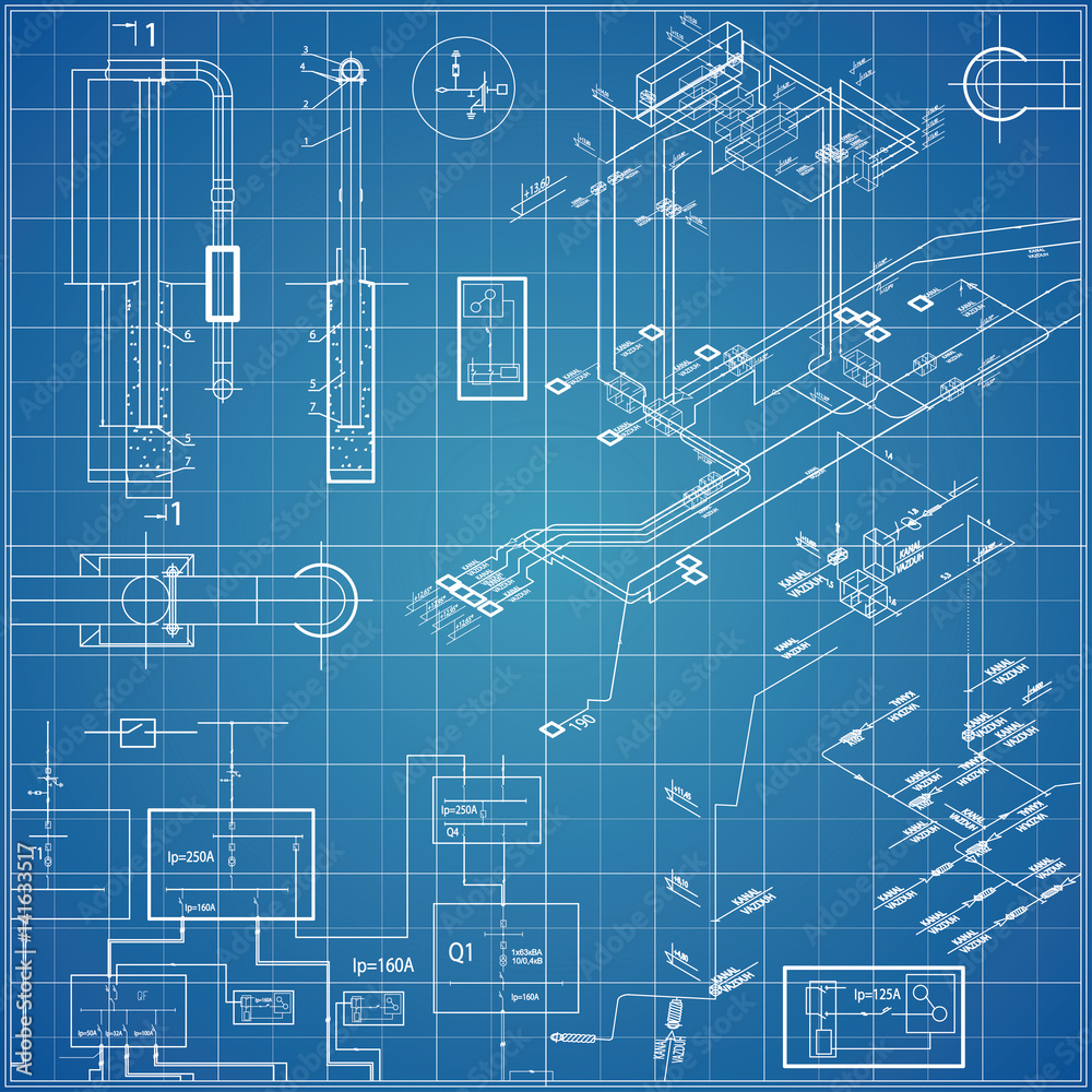 Vector blueprint with electrical