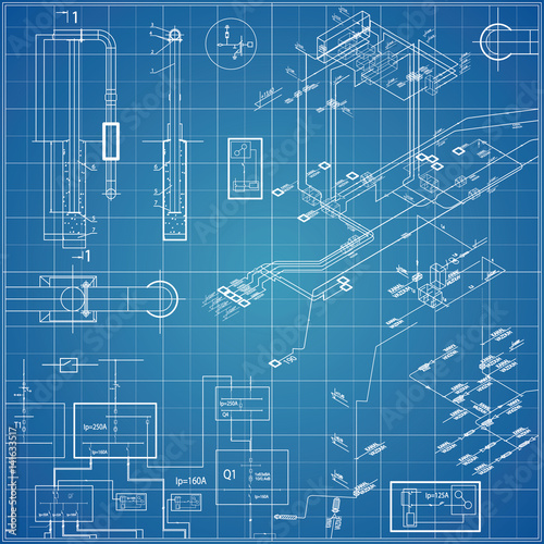 Vector blueprint with electrical photo