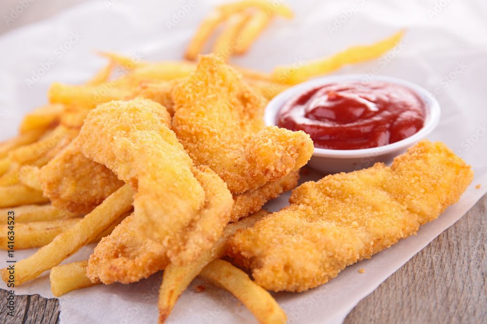 fried chicken and french fries fried chicken and french fries