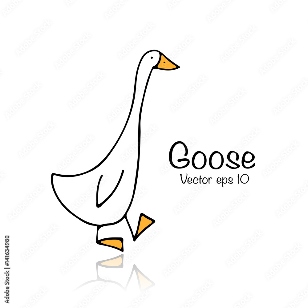 Funny goose, sketch for your design