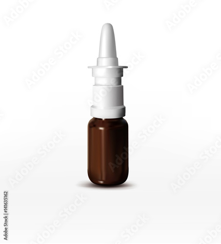 vector bottle of nose drops isolated on white background.