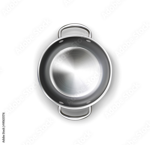Vector metallic pan isolated on white background. for design element. Top view