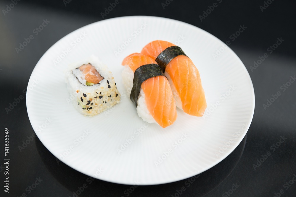 Sushi served on plate Sushi served on plate
