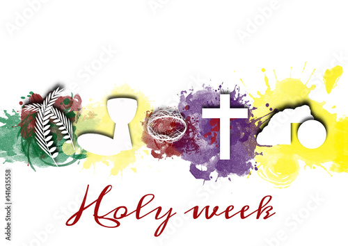Holy week, Passion and Resurrection of Jesus Christ. Modern abstract artistic background with copy space for text. photo