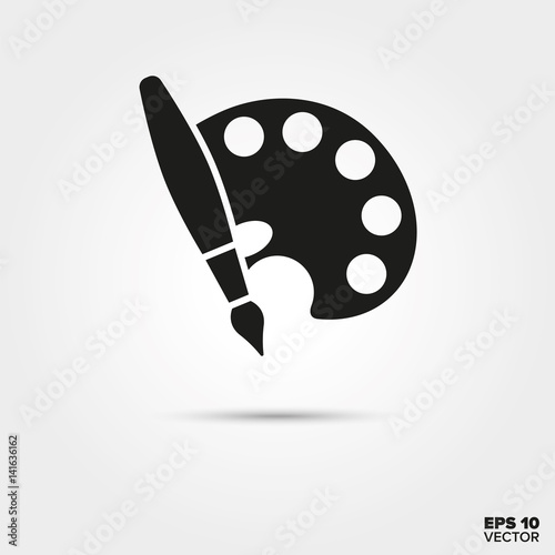 Artists palette and paintbrush icon. Art Symbol.