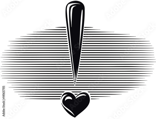 exclamation mark in the shape of heart.
