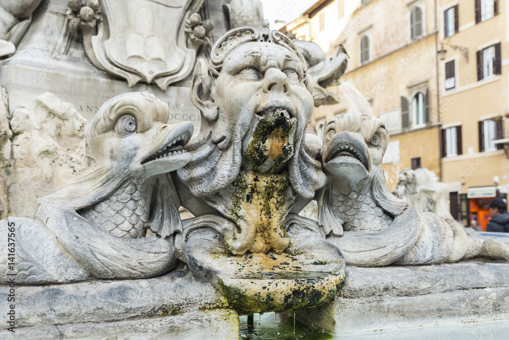 Fountain of the Four Rivers in Piazza Navona in Rome, Italy