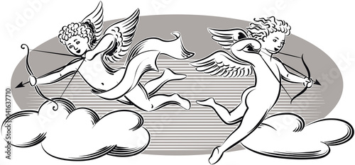 Cupids intent to shoot love arrows.