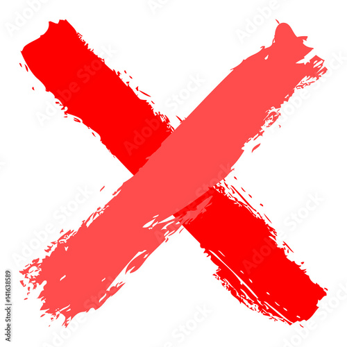 Red criss cross brushstroke delete sign