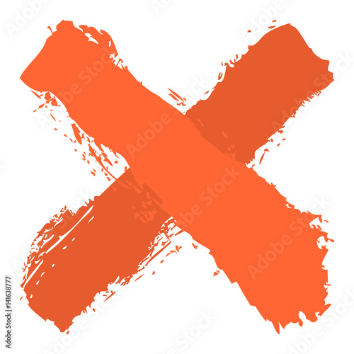 Orange criss cross brushstroke delete sign
