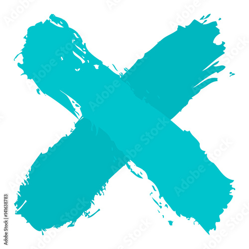 Turquoise criss cross brushstroke delete sign