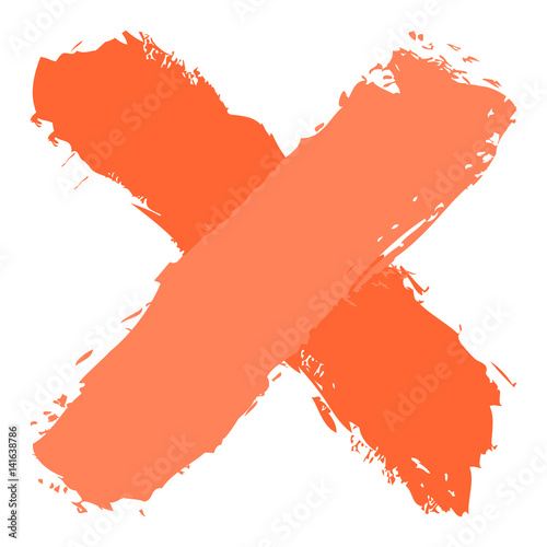 Orange criss cross brushstroke delete sign