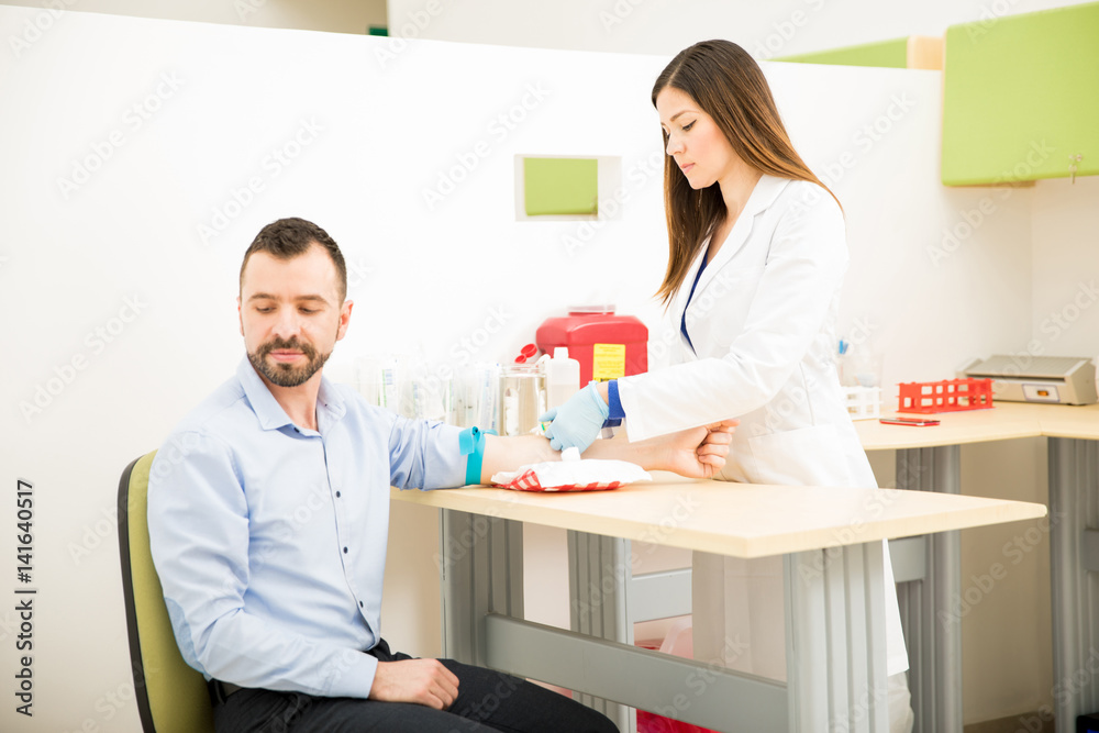 Nervous patient getting a blood test