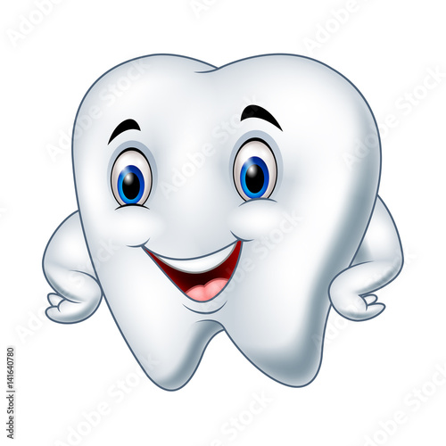 Cartoon funny tooth character posing