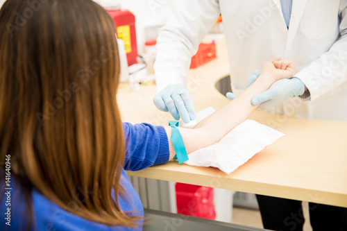 Closeup of a patient getting blood test