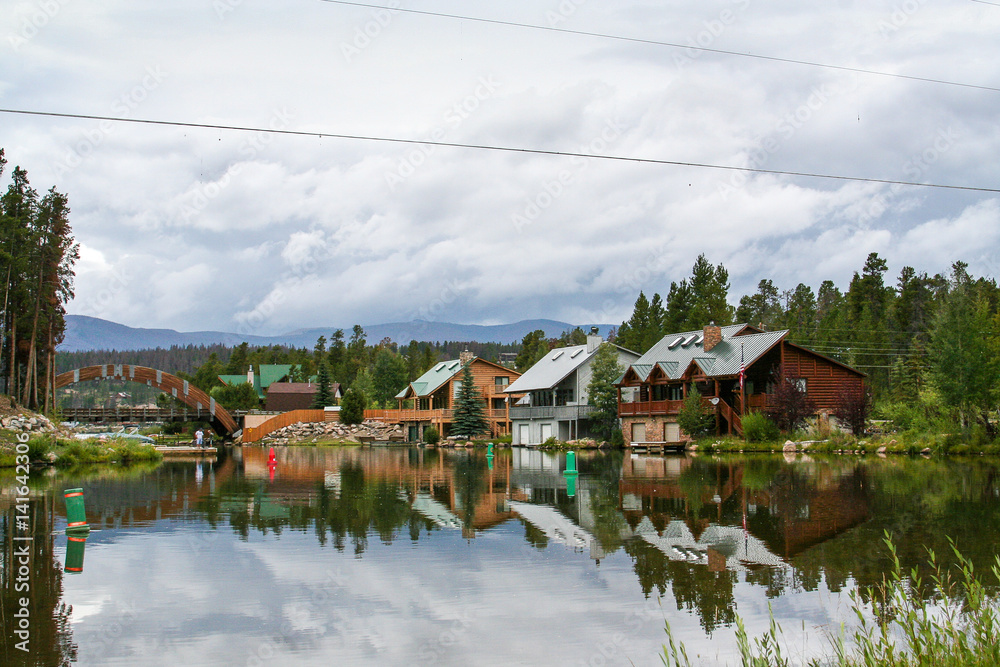 Bridge leading to Lake Houses on Shadow Moutain Lake.