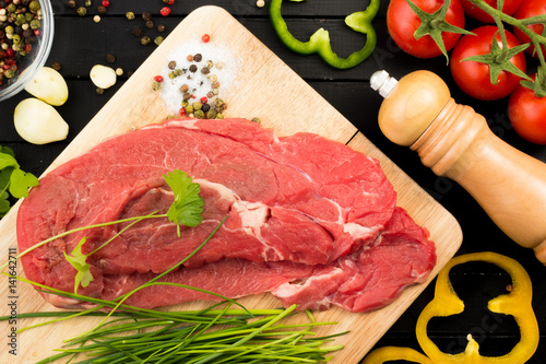 Beef steak and ingredients