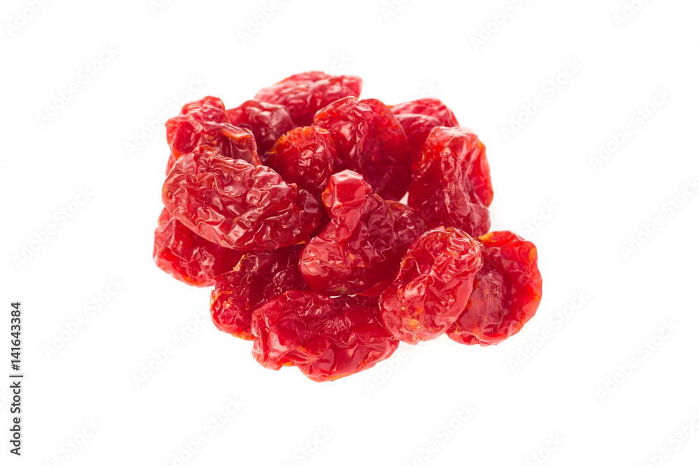 Sun-dried cocktail tomatoes on white background Sun-dried cocktail tomatoes on white background