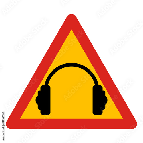 Headphone wearing sign illustration.
