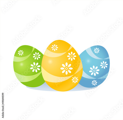 Greeting card. Easter multicolored painted eggs isolated on white background. Vector EPS 10, cmyk