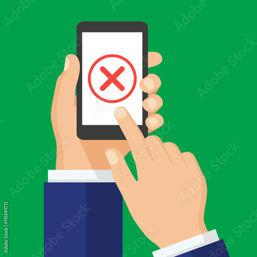 Red x mark icon on smartphone screen.
