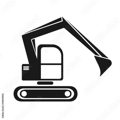 hydraulic crawler excavator black silhouette photo