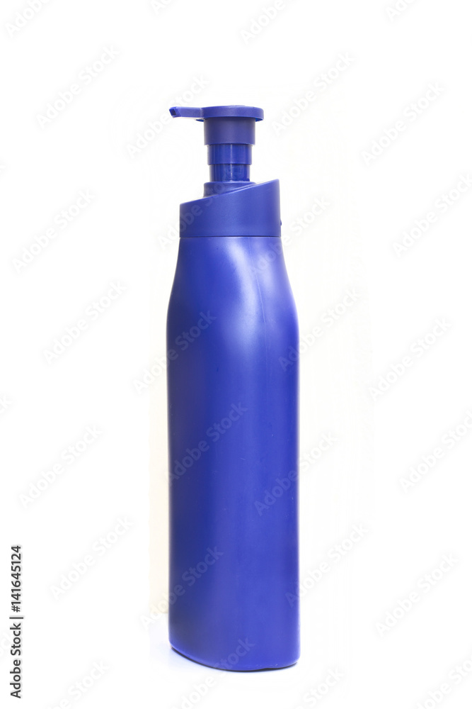 Plastic shampoo bottle on white background. Plastic shampoo bottle on white background.