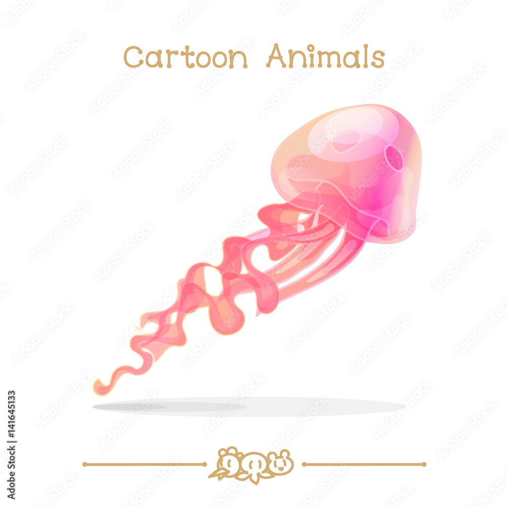 Obraz premium Toons series cartoon animals: pink jellyfish