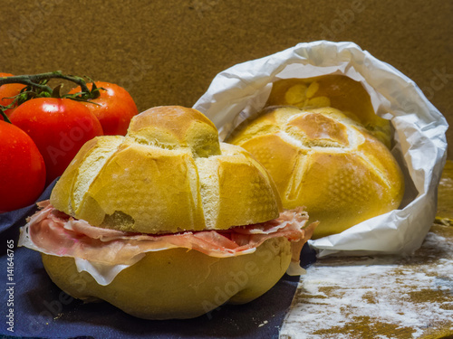 Bread panini with Parma ham