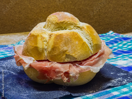 Bread panini with Parma ham