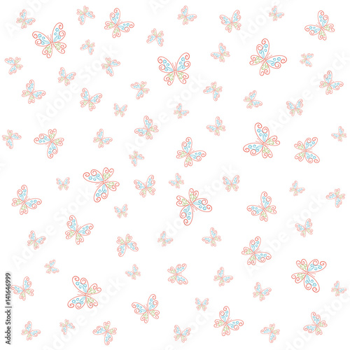 Wallpaper Mural Bright  background with graceful rainbow butterflies	 Torontodigital.ca