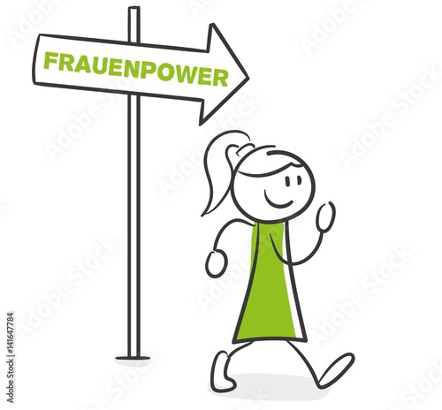 Stick Figure Series Green Woman / Frauenpower