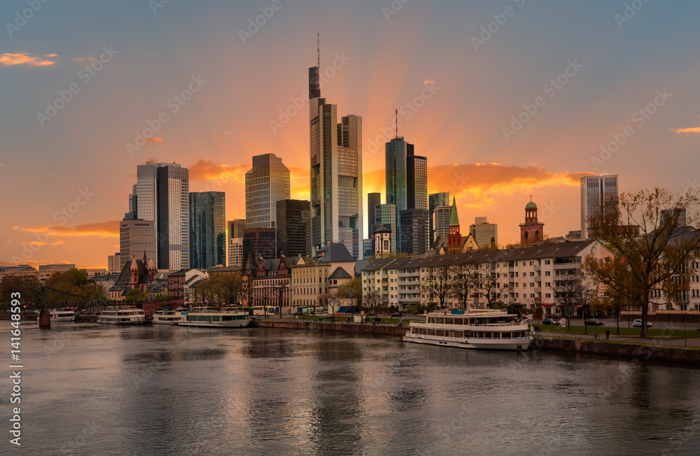 Skyline of Frankfurt, Germany, the financial center of the country.