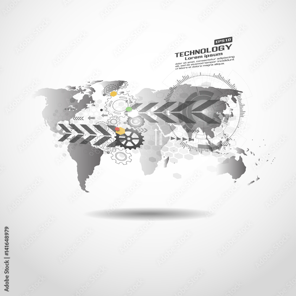 Naklejka premium World map point, line, composition, representing the global, Global network connection,international meaning.