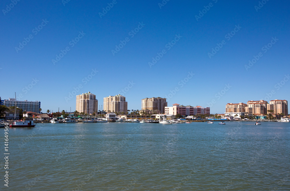Clearwater Beach, Florida skyline viewed toward the west from across Mandalay Channel.