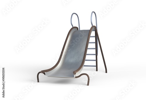 metal slide playground for children 3d illustration